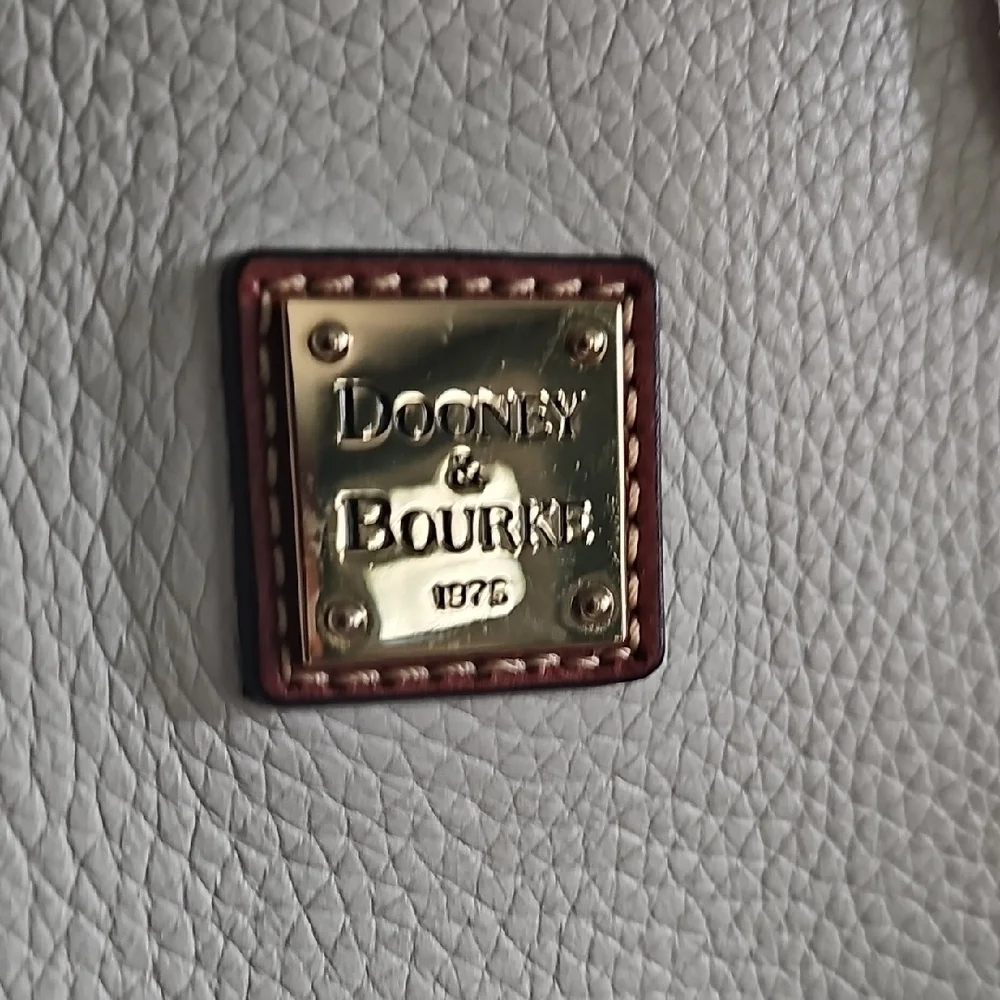Dooney & Bourke White and Brown Tote with Gold Hardware